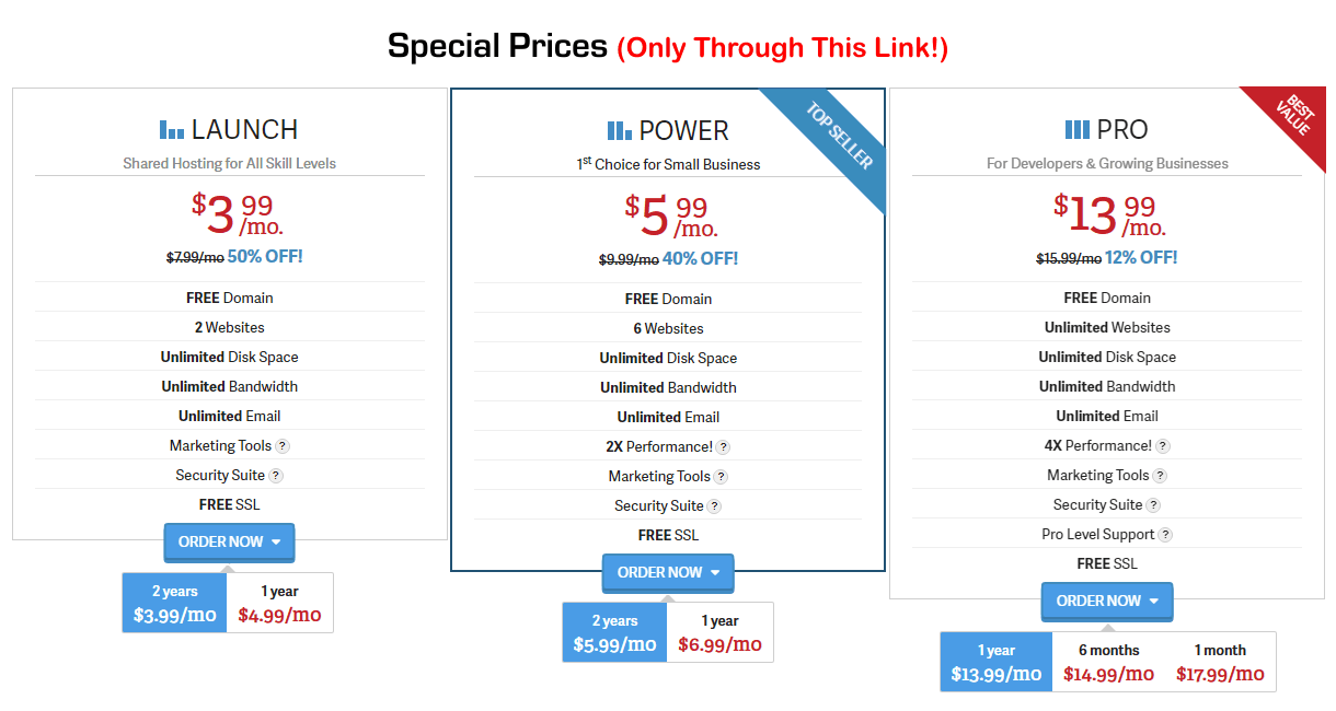 InMotion Shared Business Hosting Plans and Pricing - Special Prices