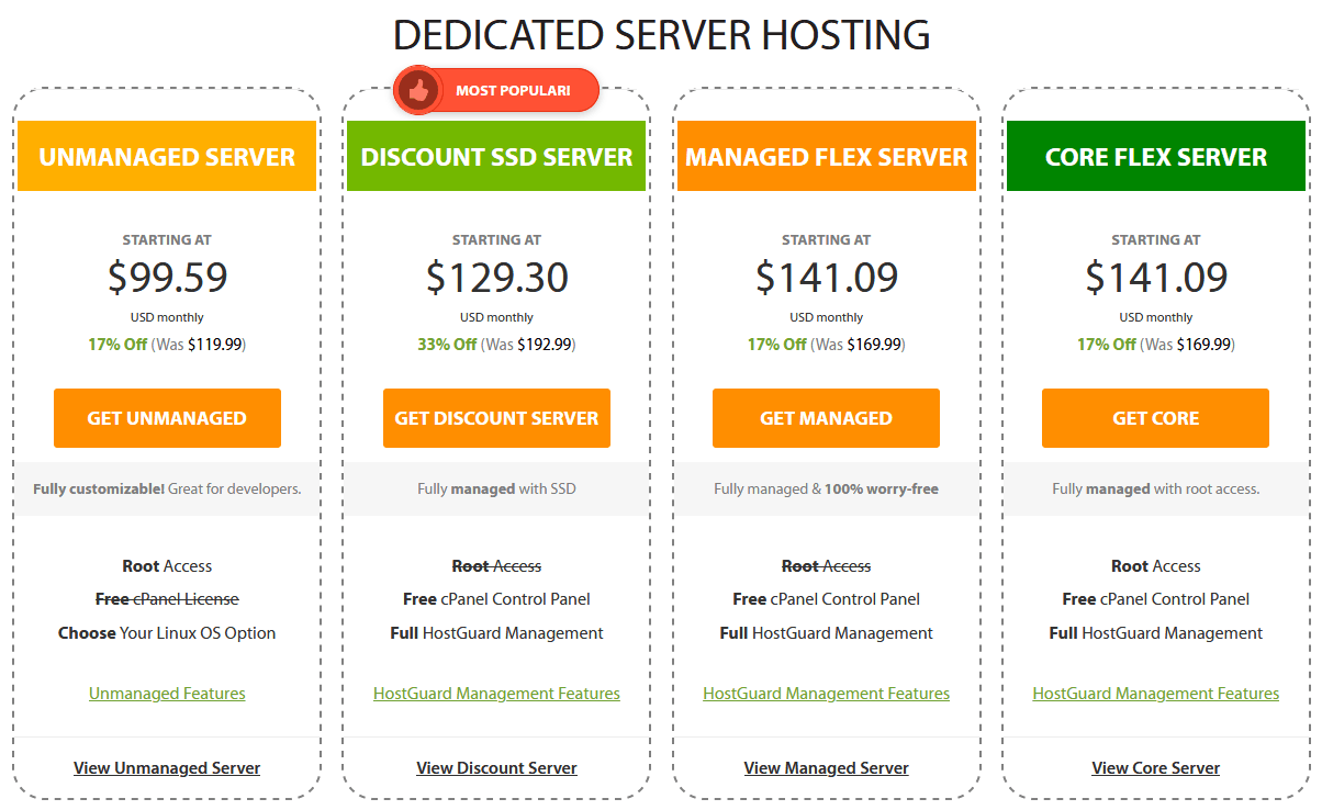 A2 Hosting Dedicated Server Hosting Plans and Pricing