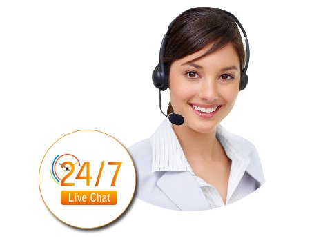 24/7 Live Chat Support Girl With Headphone On