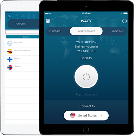 Ivacy VPN iPad App Screenshot