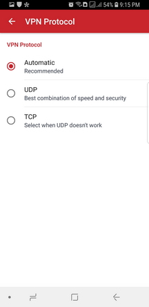 ExpressVPN Android App Screenshot - VPN Protocol