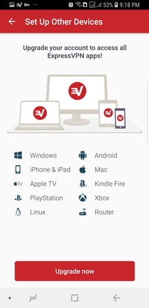 ExpressVPN Android App Screenshot - Set Up Other Devices