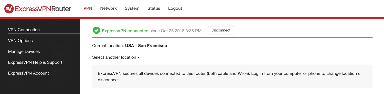 ExpressVPN Router Panel