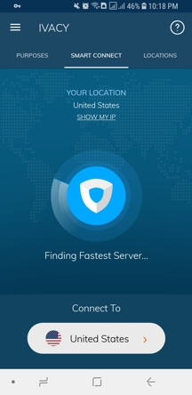 Ivacy Android App Screenshot - Connecting
