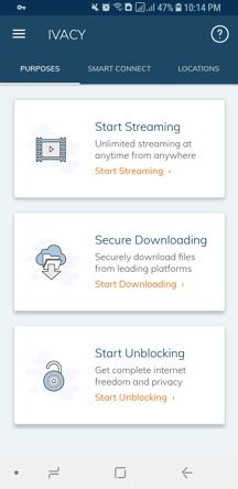 Ivacy Android App Screenshot - Purposes