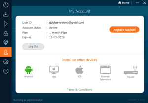 Ivacy Windows App Screenshot - My Account