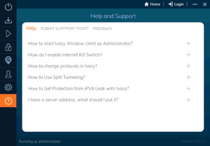 Ivacy Windows App Screenshot - Help
