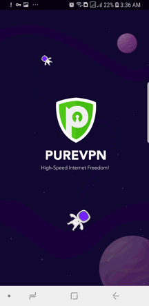 PureVPN Android App Screenshot - Start