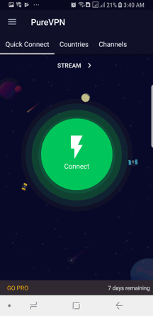 PureVPN Android App Screenshot - Connect
