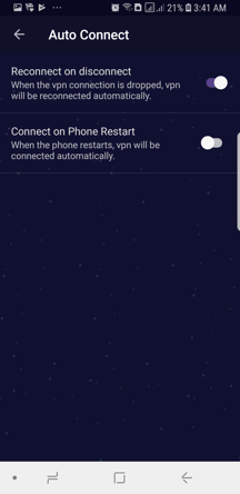 PureVPN Android App Screenshot - Auto Connect