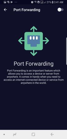 PureVPN Android App Screenshot - Port Forwarding