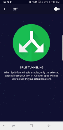 PureVPN Android App Screenshot - Split Tunneling