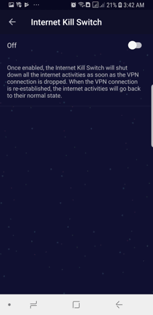 PureVPN Android App Screenshot - Kill Switch