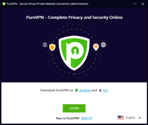 PureVPN Windows App Screenshot - Login