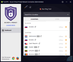 PureVPN Windows App Screenshot - Security and Privacy