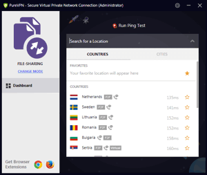 PureVPN Windows App Screenshot - File Sharing