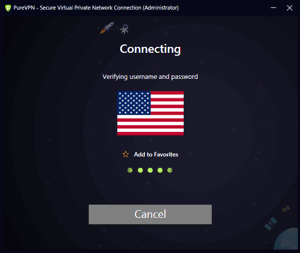 PureVPN Windows App Screenshot - Connecting