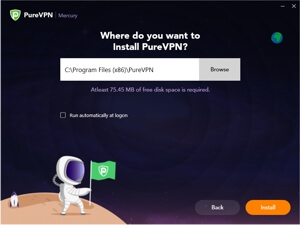 PureVPN Windows App Setup Screenshot - Installation Directory