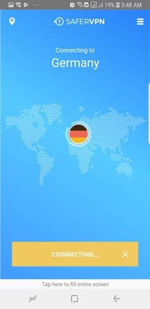 SaferVPN Android App Screenshot - Connecting