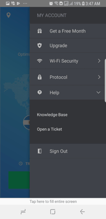 SaferVPN Android App Screenshot - Help