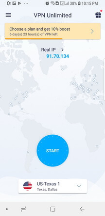 VPN Unlimited Android App Start Screenshot