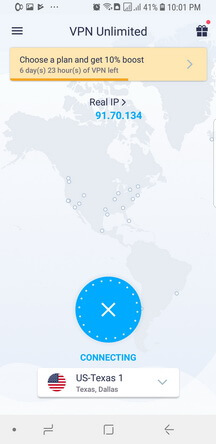 VPN Unlimited Android App Connecting Screenshot