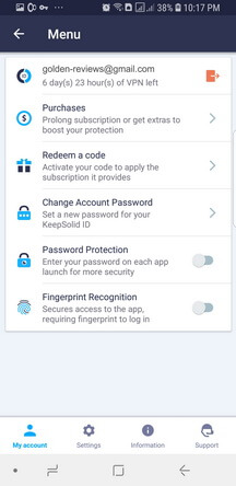 VPN Unlimited Android App Menu 1 Screenshot