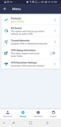 VPN Unlimited Android App Menu 2 Screenshot