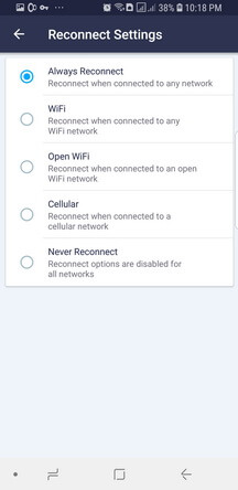 VPN Unlimited Android App Reconnect Settings Screenshot