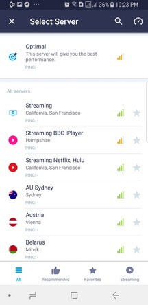 VPN Unlimited Android App Select Server 3 Screenshot