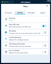 VPN Unlimited Windows App Settings Screenshot