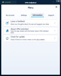 VPN Unlimited Windows App Information Screenshot