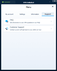 VPN Unlimited Windows App Support Screenshot