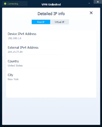 VPN Unlimited Windows App Detailed IP info Screenshot