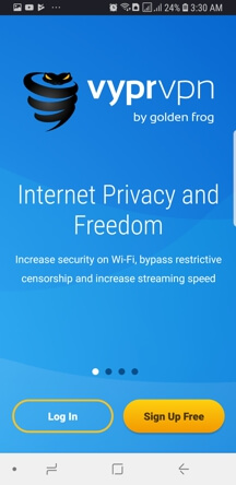 VyprVPN Android App Screenshot - Sign Up