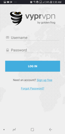 VyprVPN Android App Screenshot - Login