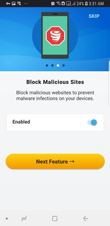 VyprVPN Android App Screenshot - Block Malicious Sites