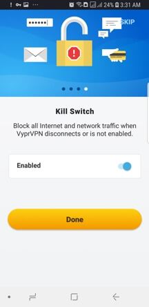 VyprVPN Android App Screenshot - Kill Switch