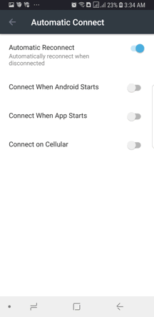 VyprVPN Android App Screenshot - Automatic Connect