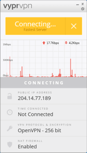VyprVPN Windows App Screenshot - Connecting