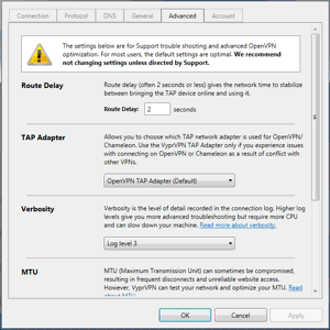 VyprVPN Windows App Screenshot - Advanced Settings