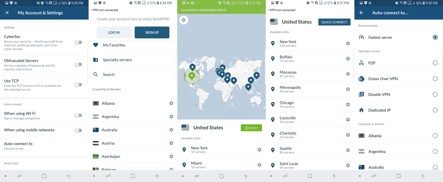 NordVPN Android App Screenshots