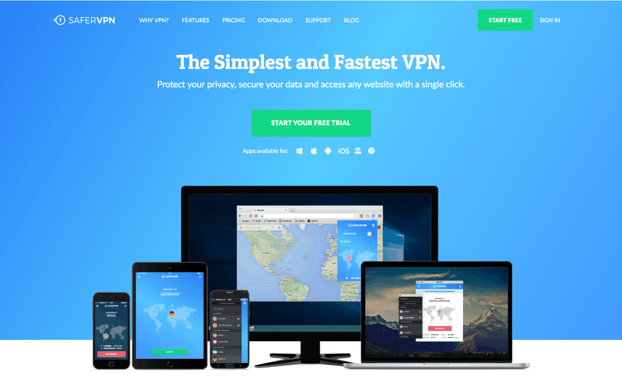 SaferVPN Website Screenshot