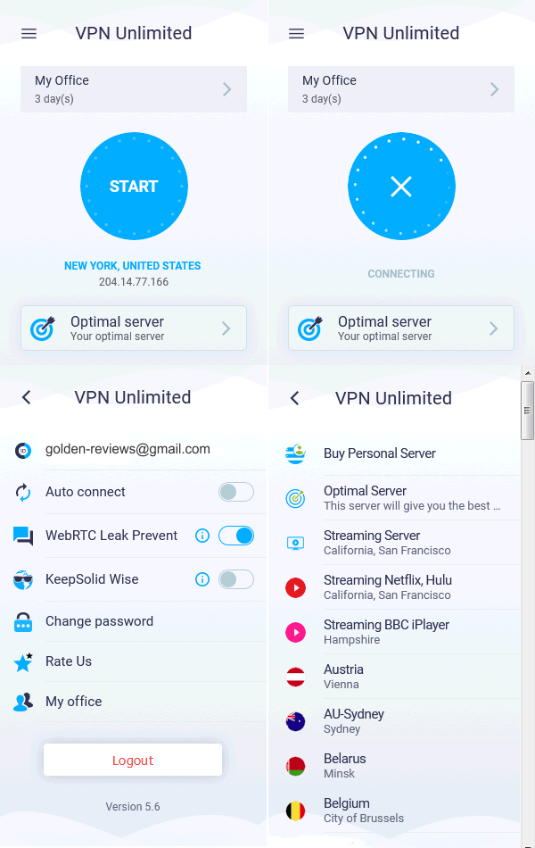 VPN Unlimited Browser Extension Screenshots