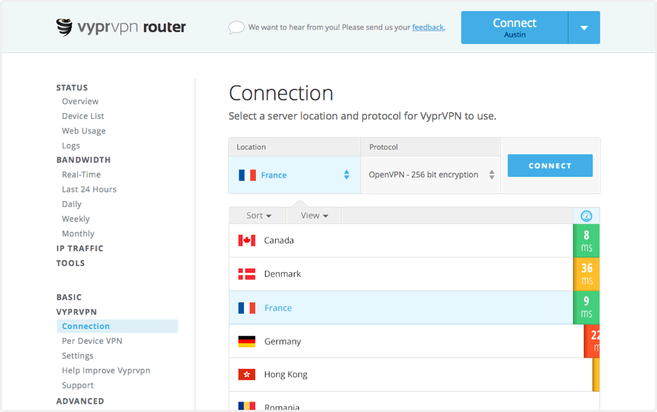 VyprVPN Router Panel