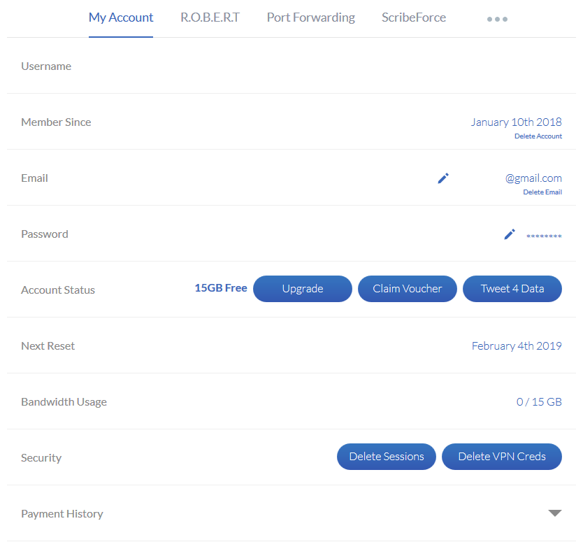 WindScribe Account Overview