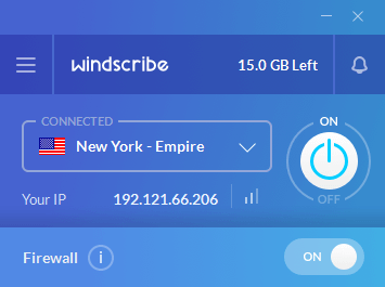 WindScribe Windows App Minimal Screenshot